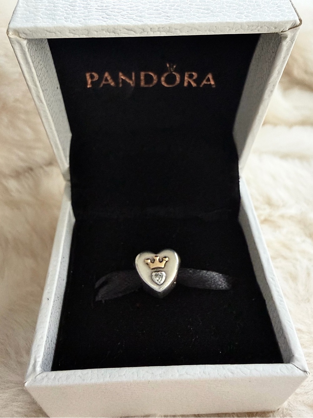 Pandora S925 ALE & 14k Gold “Majestic Heart” Clear CZ Charm